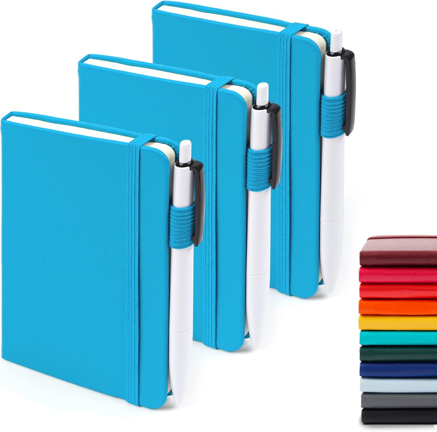 A6 Mini Cute Small Journal Notebook Bulk Hardcover College Ruled Notepad with Pen Holder for Office School Supplies, 3.5”x 5.5”, Emerald