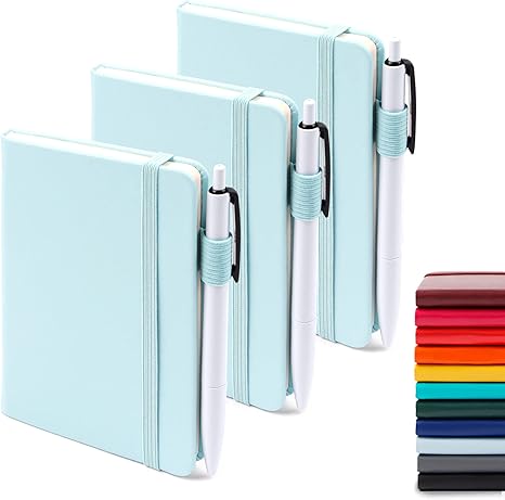 A6 Mini Cute Small Journal Notebook Bulk Hardcover College Ruled Notepad with Pen Holder for Office School Supplies, 3.5”x 5.5”, Emerald
