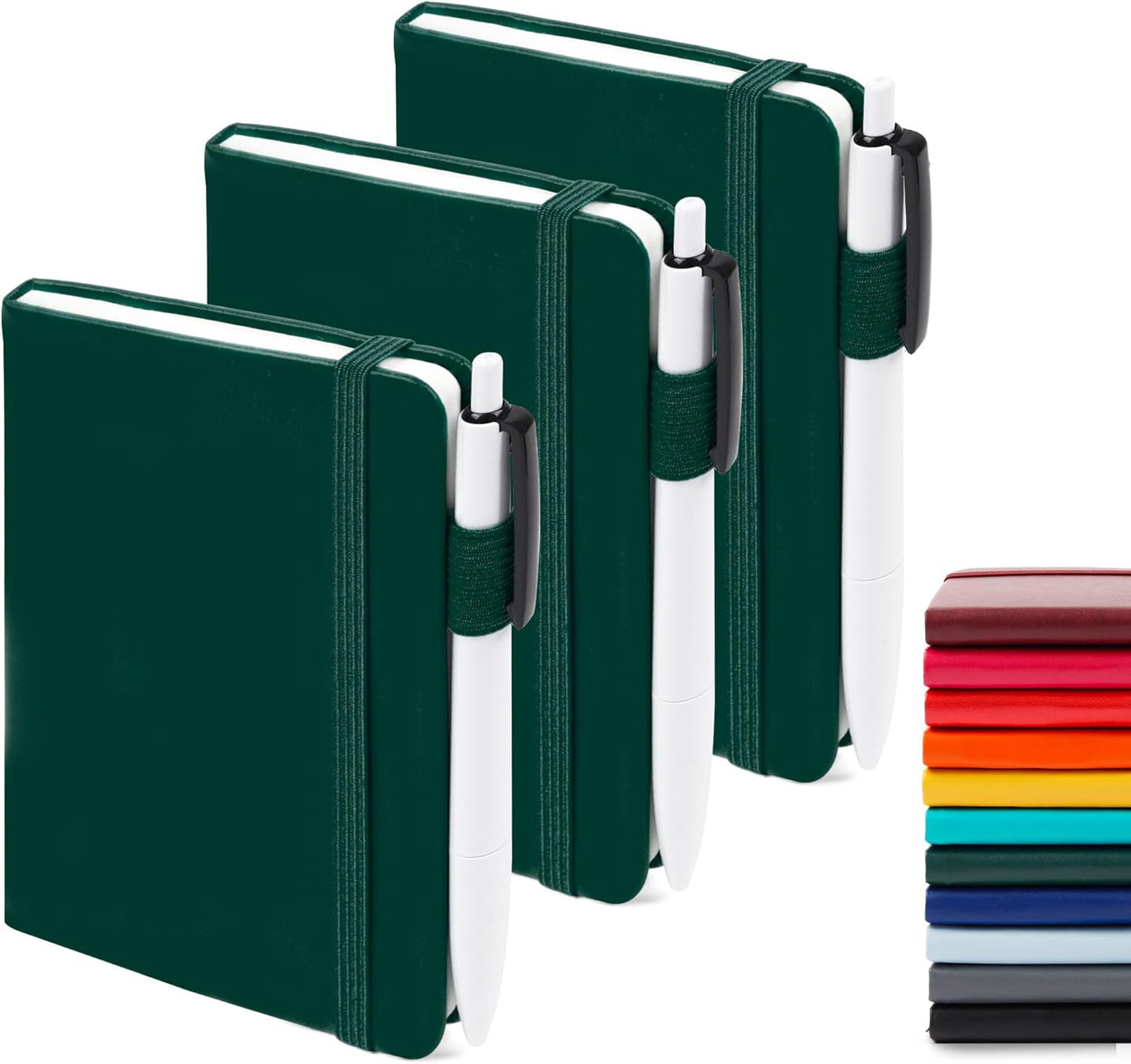 A6 Mini Cute Small Journal Notebook Bulk Hardcover College Ruled Notepad with Pen Holder for Office School Supplies, 3.5”x 5.5”, Emerald