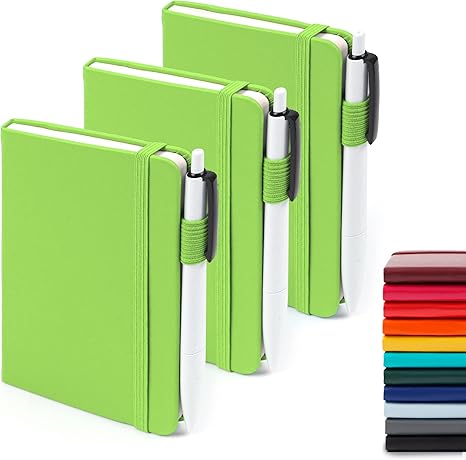 A6 Mini Cute Small Journal Notebook Bulk Hardcover College Ruled Notepad with Pen Holder for Office School Supplies, 3.5”x 5.5”, Emerald