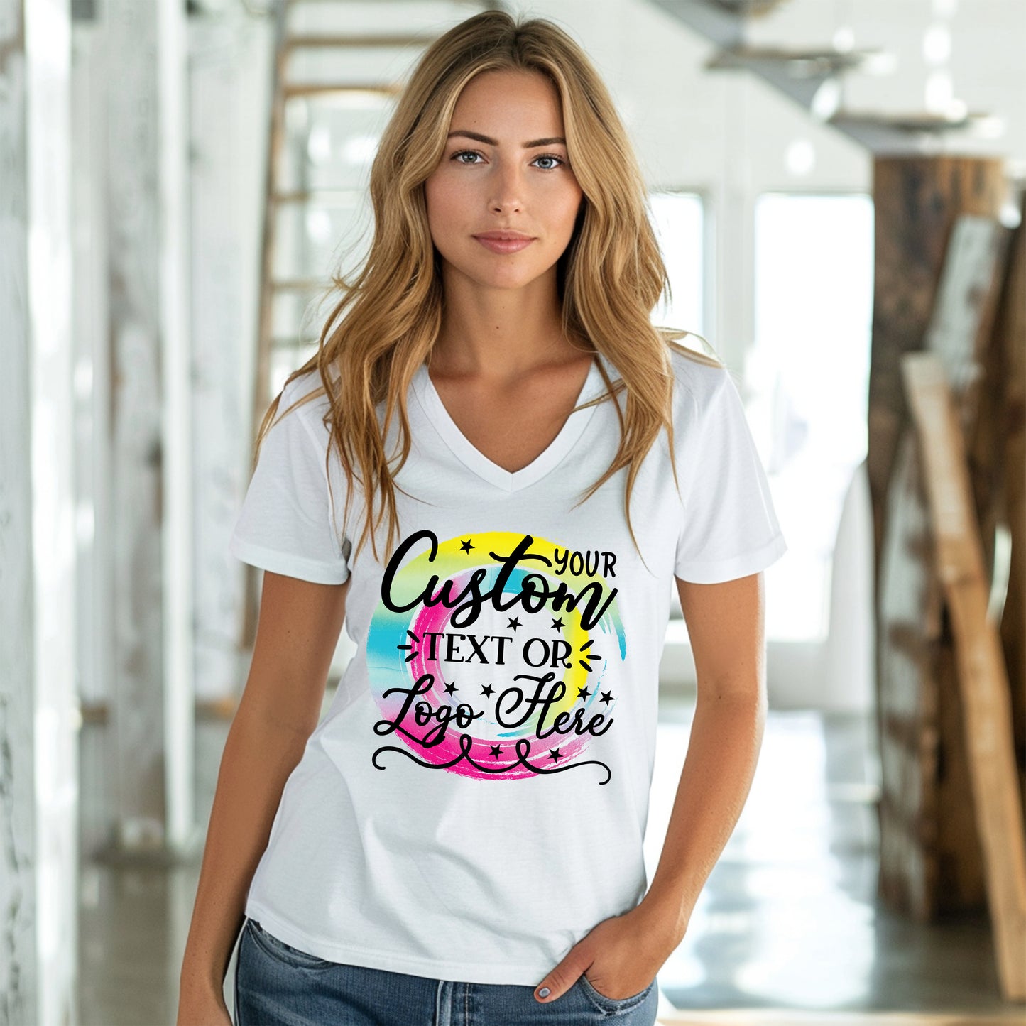 Custom Bella+Canvas - Women’s Relaxed Jersey V-Neck Tee +CVC-Shirt