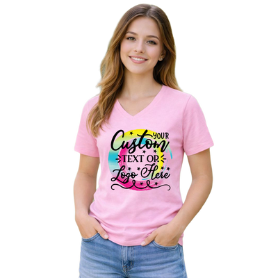 Custom Women Short Sleeve Crewneck and V-Neck T-Shirt