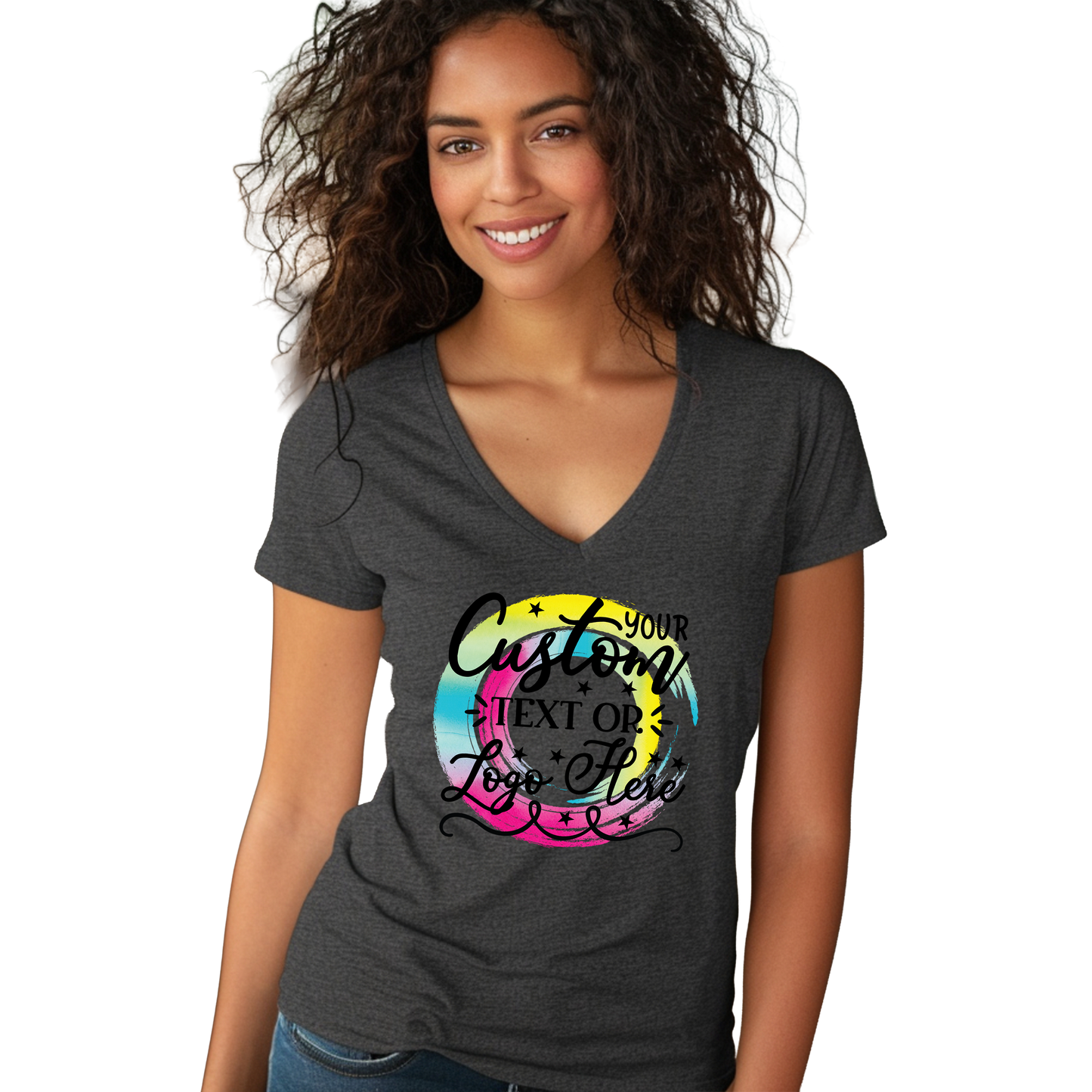 Custom Unisex Short Sleeve Crewneck and V-Neck T-Shirt