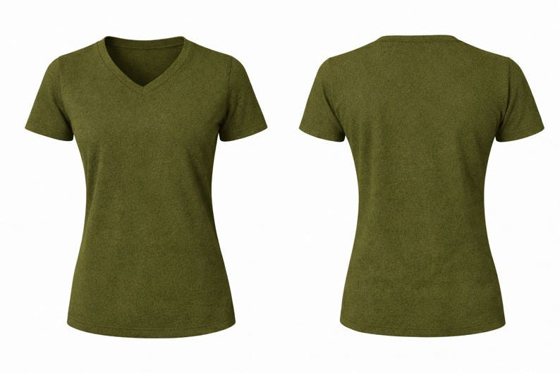 WOMEN-V NECK-SHORT SLEEVE-TSHIRT