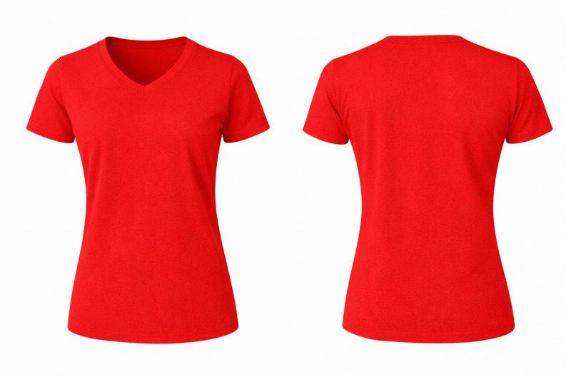 WOMEN-V NECK-SHORT SLEEVE-TSHIRT